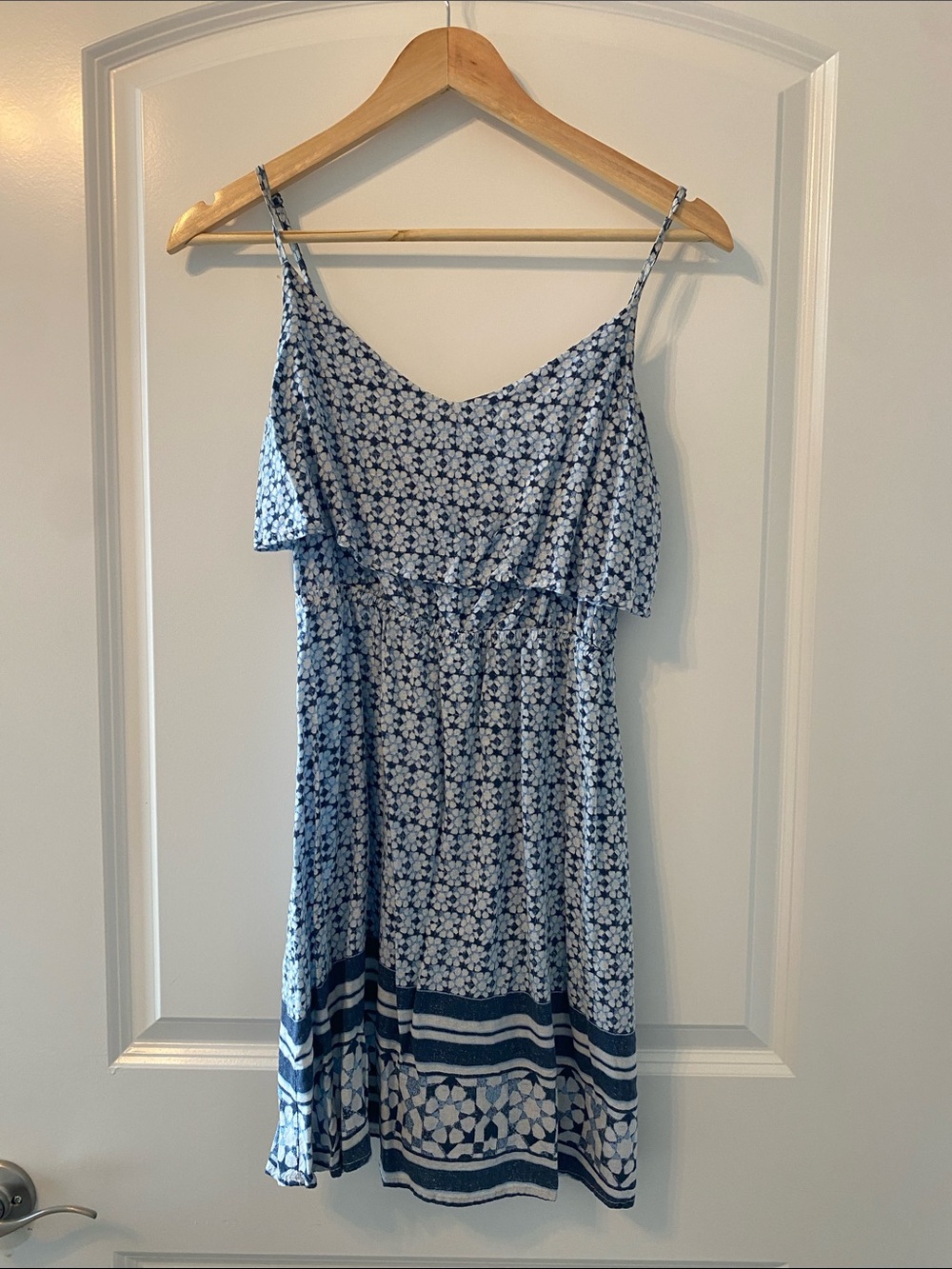 Cotton On Blue Floral Ruffle-Strap Mini Dress